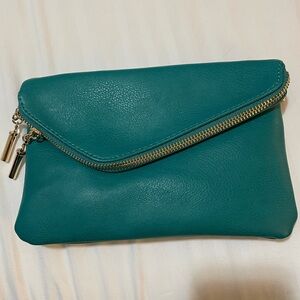 Teal Leather Clutch